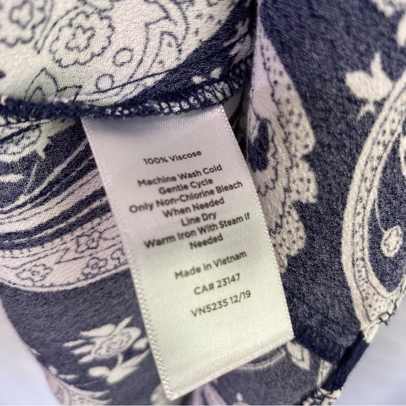 Talbots Flounce Hem Midi Dress Navy Blue White Paisley Large Petite - Picture 7 of 7